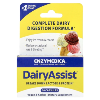 DairyAssist®, Suporte à Digestão de Laticínios, 30 Cápsulas, Enzymedica