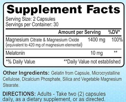 Magnésio + Melatonin 10mg, 60 Capsulas, Alfa Vitamins