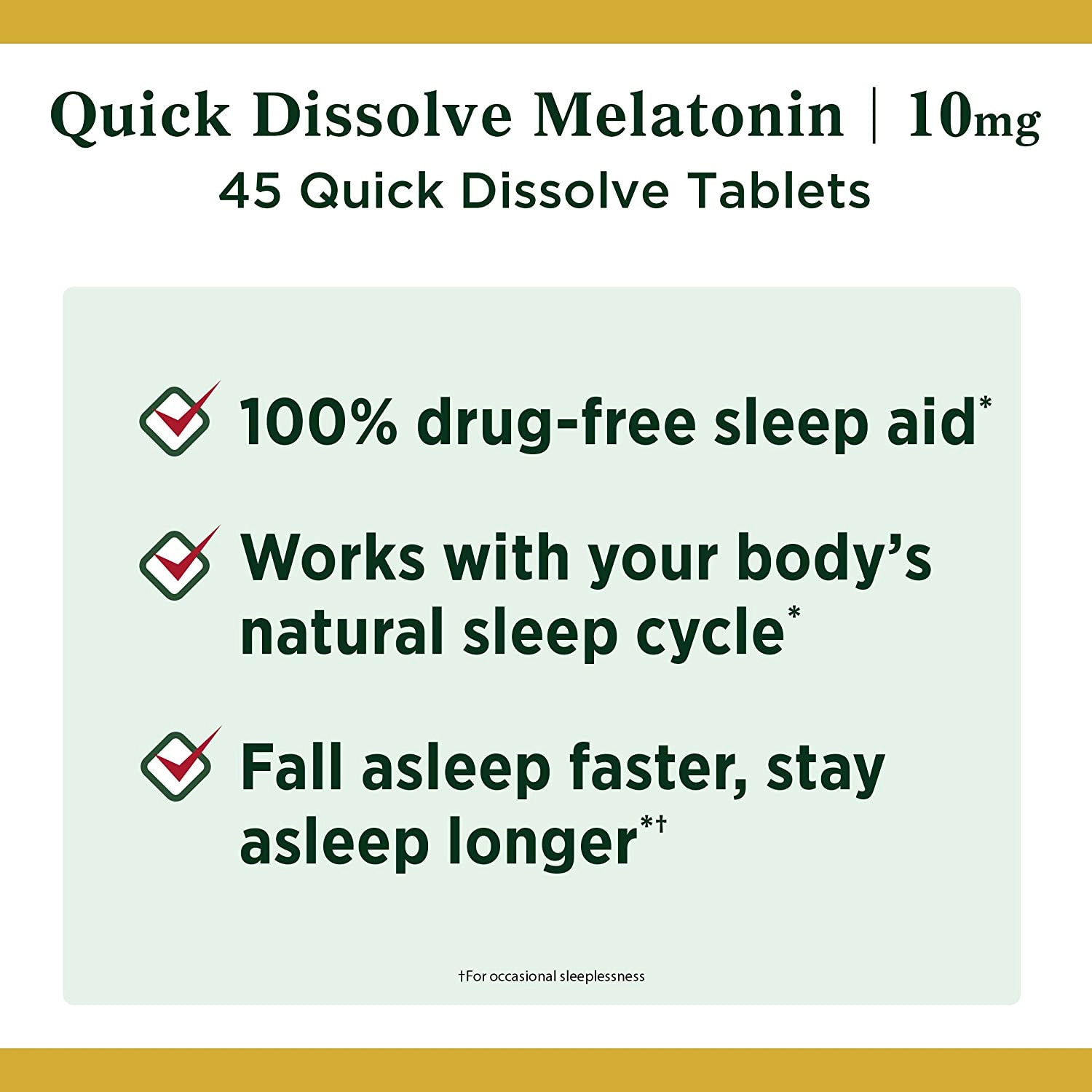 Melatonina 10mg, absorção rápida, 45 tabletes, Natures Bounty