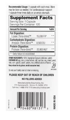 Lypo Gold, Para Digestão de Gorduras, 120 Cápsulas, Enzymedica