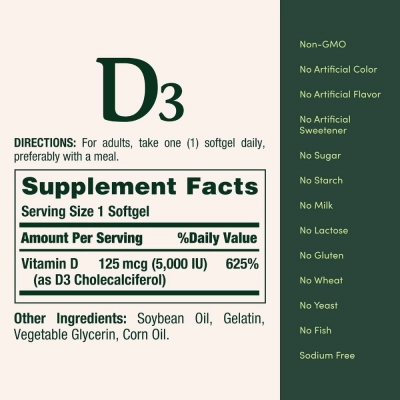 Vitamina D3 2.000 UI, 150 Softgels, Nature’s Bounty