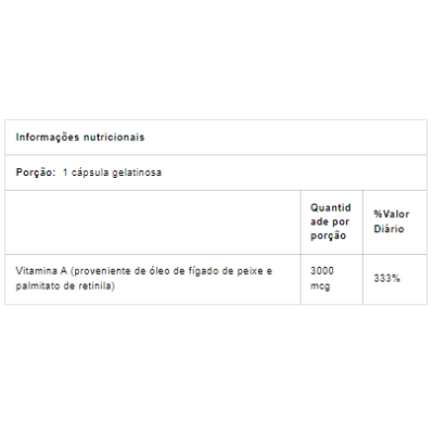 Vitamina A 3000mcg / 10.000UI, 100 Cápsulas, Vitacost