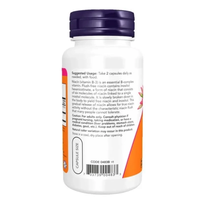  Niacina Flush Free, 250mg, 90 Cápsulas, Now