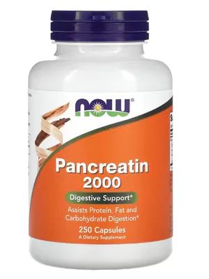 Pancreatina 2000, 250 Cápsulas, Now