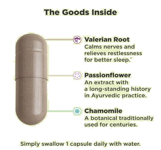 Plant Powered Rest, Adaptogen Sleep Aid, Com Raiz de Valeriana, Camomila, Sem Melatonina, 30 Cápsulas, OLLY