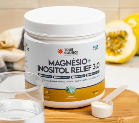 Magnésio + Inositol Relief 3.0, Sabor Maracujá, 350g, True Source