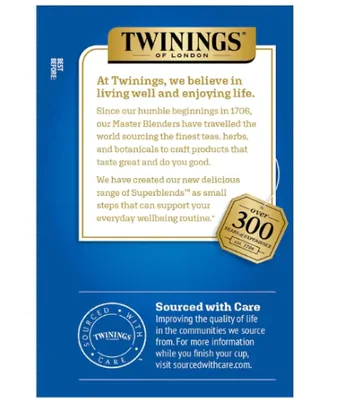 Chá Superblend Sleep, Com Melatonina, Camomila, Canela e  Ervas, Sabor de Baunilha, 16 saquinhos, Twinings 