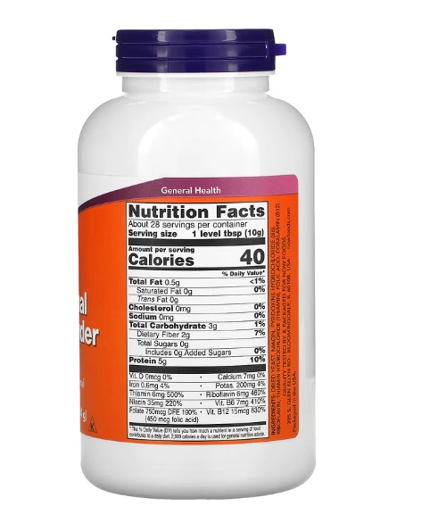 Nutritional Yeast Powder, Fermento Nutricional em Pó, 284g, Now