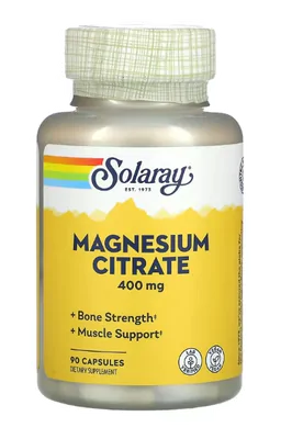 Citrato de Magnésio, 400mg, 90 Cápsulas, Solaray