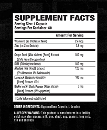 Androsurge Estrogen Blocker for Men, Construtor Natural de Músculos, Com DIM e LongJack, 120 Cápsulas, Jacked Factory
