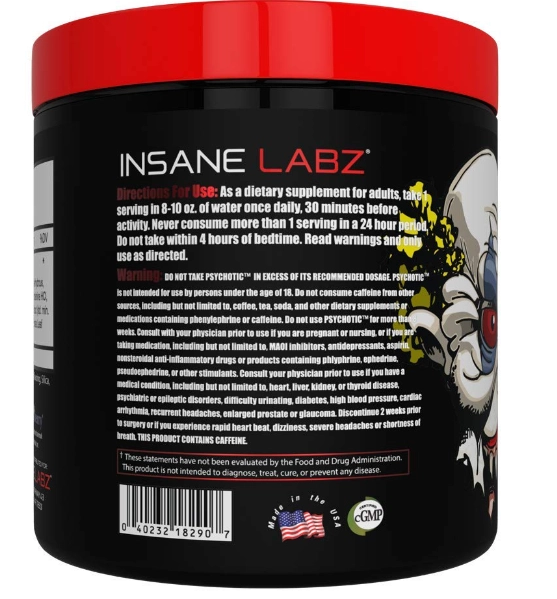 Pré-Treino, Psychotic 247g, Sabor Cotton Candy, Insane Labz