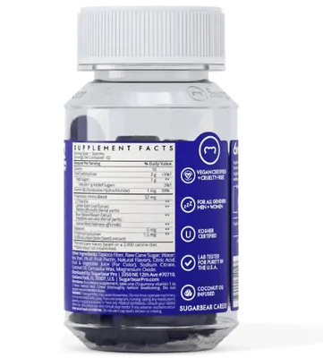 Melatonina 6mg, com 5-HTP, Magnesio, L-teanina e Valeriana, 62 Gomas, SugarbearPro