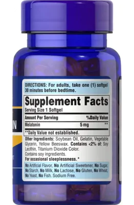 Melatonina, 5mg, 60 cápsulas, Puritan's Pride