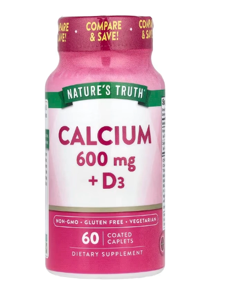 Cálcio 600mg + D3 800IU, 60 Cápsulas, Nature's Truth