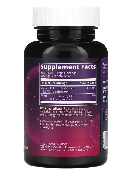 Vitamina B-12, 60 Pastilhas, MRM Nutrition