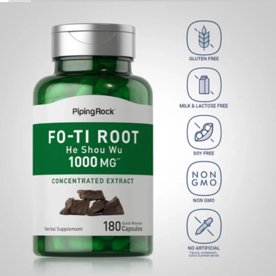 Fo-ti Root, He Shou Wu, 1000mg, 180 Cápsulas, PipingRock
