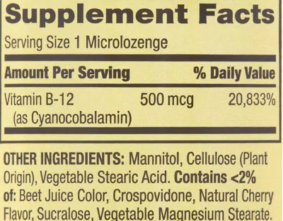 Vitamina B12, 500mcg, Sublingual, 200 comprimidos, Spring Valley