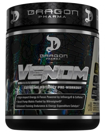 Pré-Treino Venom, 196g, Sabor Passion fruit, Dragon Pharma