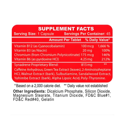 Synadrene, Auxilio a Perda de Peso, 45 Cápsulas, Hi-Tech Pharma