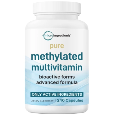 Multivitamínico Metilado Puro, Fórmula 19 em 1 com Vitaminas C, D, B12, Folato, Magnésio e Zinco, 40 Cápsulas, Micro Ing