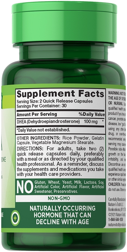 DHEA, 100mg, 60 Cápsulas, Nature's Truth