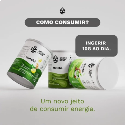 Matchá Latte, Chá Verde Solúvel em Pó, Sabor Chai , 150g, Ocean Drop