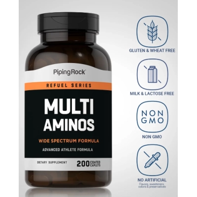 Multi Aminos, Aminoácidos Essenciais, 200 Cápsulas, PipingRock
