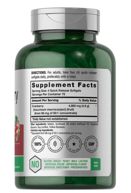 Cranberry concentrado, 4800mg, 300 cápsulas, Horbaach