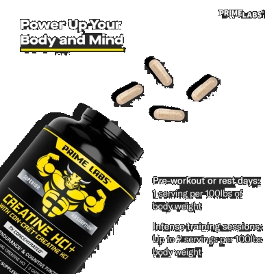 Creatina HCl+ 750mg, Força, Explosão e Performance no Treino, 60 Cápsulas, Prime Labs