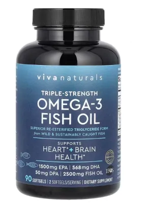 Ômega 3, 2500mg, Com ácidos Graxos Reesterificados, 90 cápsulas, Viva Naturals