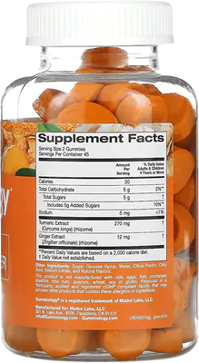 Gomas de Turmeric e Gengibre, Sabor Frutas Tropicais, 90 Gomas, Gummiology