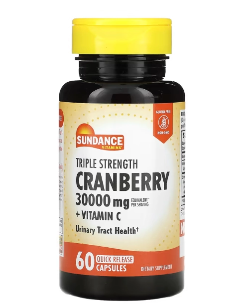Cranberry de Força Tripla, 30000mg, 60 Cápsulas, Sundance