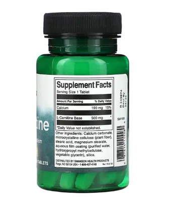 L-Carnitina, 500mg, 30 comprimidos, Swanson