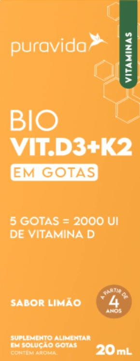 Vitamina D3 + Vitamina K2, 20ml, PuraVida