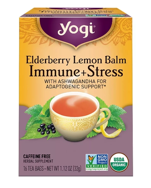 Chá Sabugueiro Erva cidreira Imune + Estresse, 16 Saquinhos, 29g, Yogi