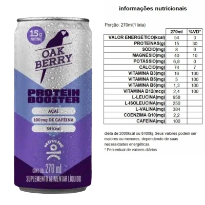 Bebida Oak Beryy, Protein Booster, Sabores, 3 Unidades 270ml - Moving