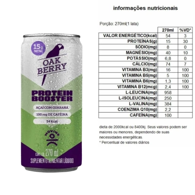 Bebida Oak Beryy, Protein Booster, Sabores, 3 Unidades 270ml - Moving