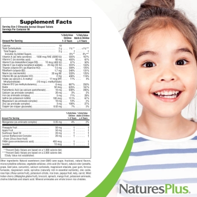 Multivitaminico KIDS Animal Parade, 180 Comprimidos Mastigáveis, NaturesPlus