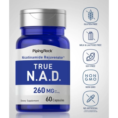 True NAD 260mg, 60 Cápsulas, Piping Rock