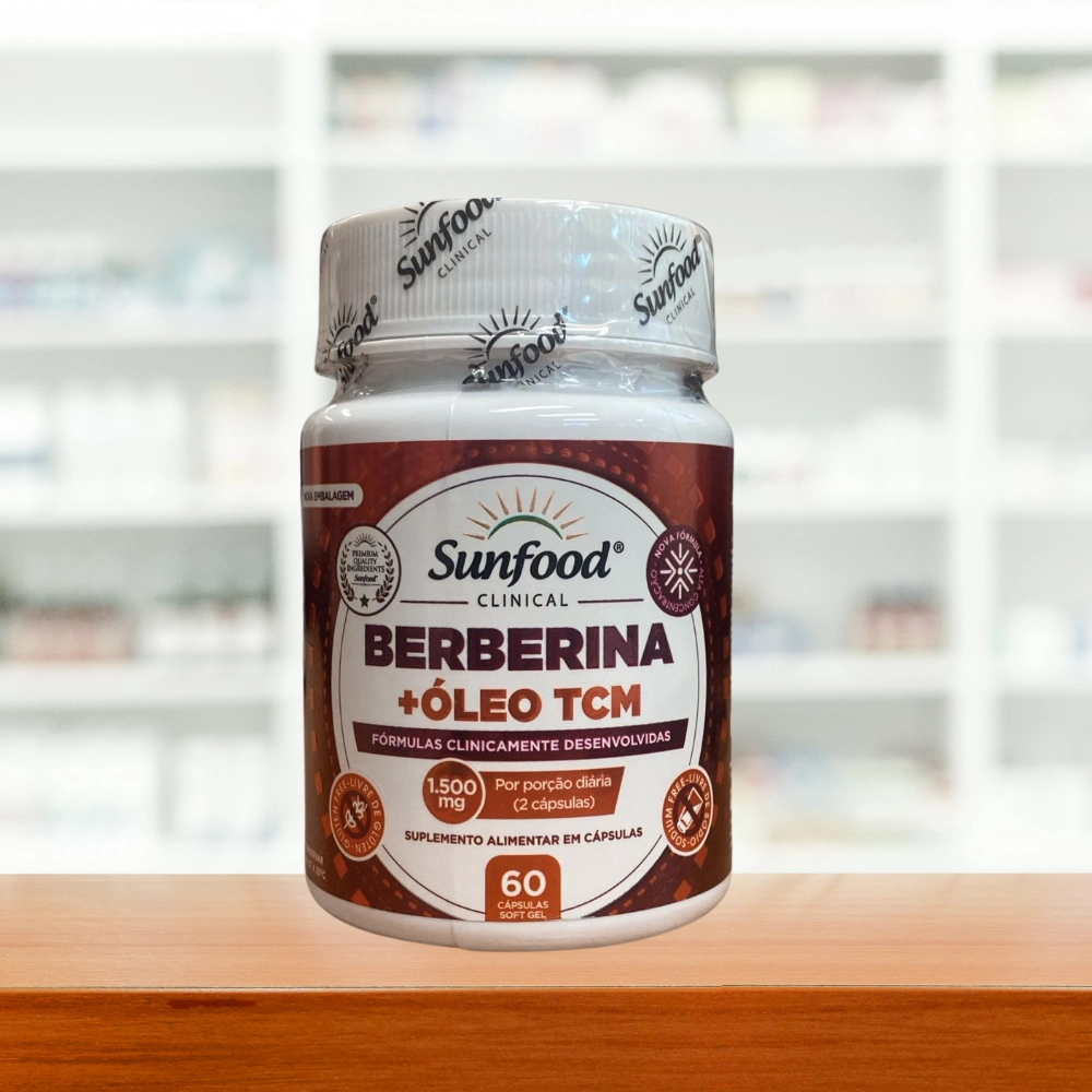 Berberina HCL 1500mg, Com Oleo TCM, 60 Cápsulas, Sunfood