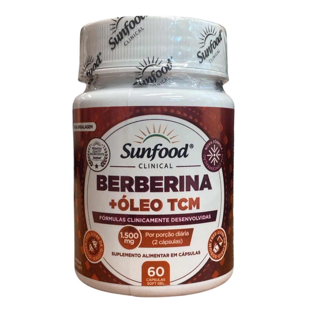 Berberina HCL 1500mg, Com Oleo TCM, 60 Cápsulas, Sunfood