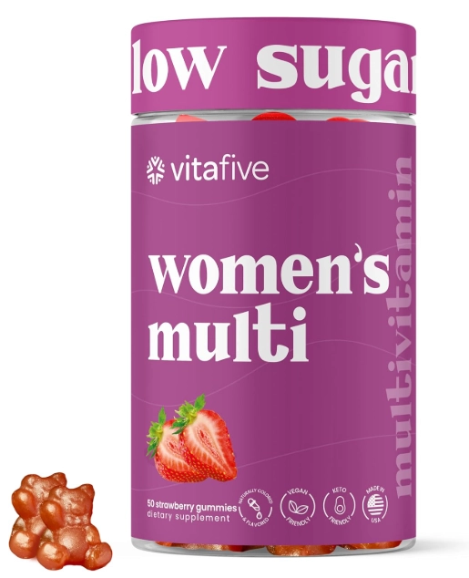 Women's Multivitaminico, Com Biotina, D3, B12 e zinco, 50 Gomas Sabor Morango, Vitafive