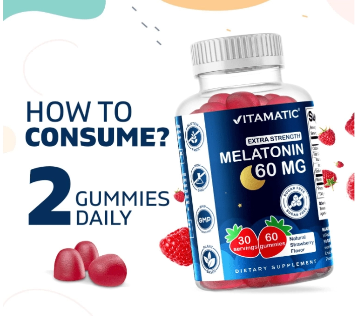 Melatonina 60mg, 60 Gomas Vag Sem Açúcar, Vitamatic