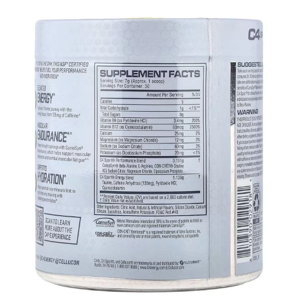 Pré Treino C4 Sport, Sabor Ponche de Frutas, 210g, Cellucor
