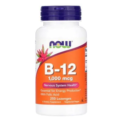 Vitamina B-12, 1.000mcg, 250 Pastilhas, Now