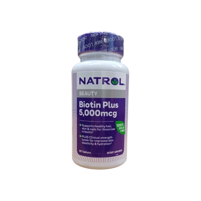 Biotina Plus, Força Extra, 5000mcg, 60 Comprimidos, Natrol