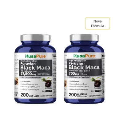 Black Maca Root, 750mg, 200 Cápsulas, NusaPure Black Maca Root, 750mg, 200 Cápsulas, NusaPure