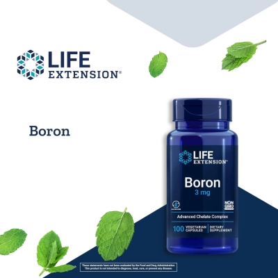 Boro, Boron, atividade hormonal saudável, 3mg, 100 Cápsulas, Life Extension