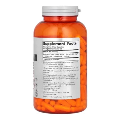 Branched Chain Amino Acids, Aminoácidos de Cadeia Ramificada, Cápsulas, Now