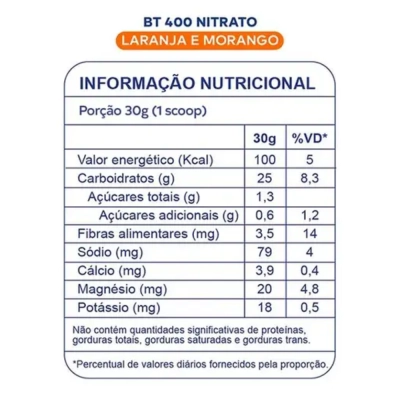 BT 400 Nitrato, Sabor Laranja Com Morango, 450g, Dobro